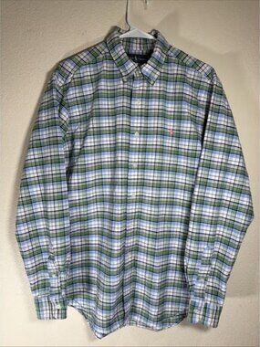 Ralph Lauren Classic Fit Plaid Long Sleeve Button Down Shirt Men Size L